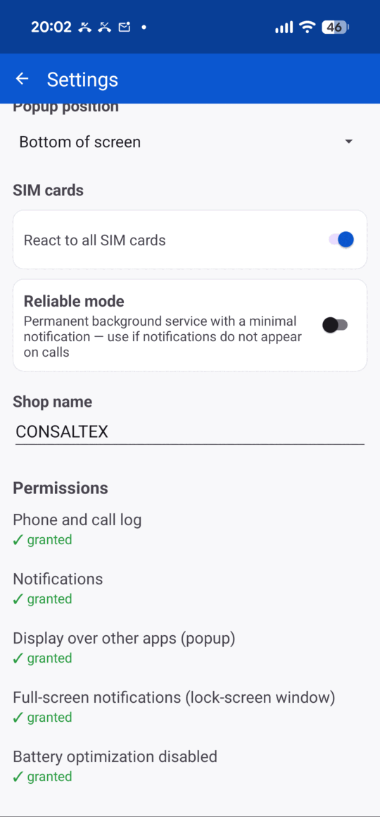 Reliable mode and the permission list.